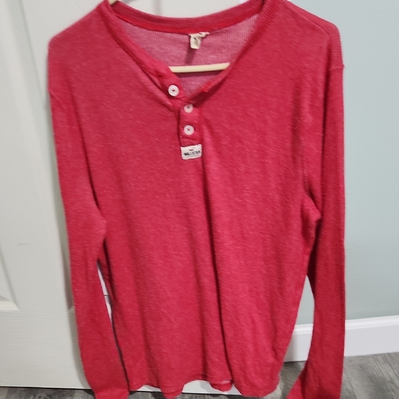Hollister Red Long Sleeve Henley - Picture 1 of 1